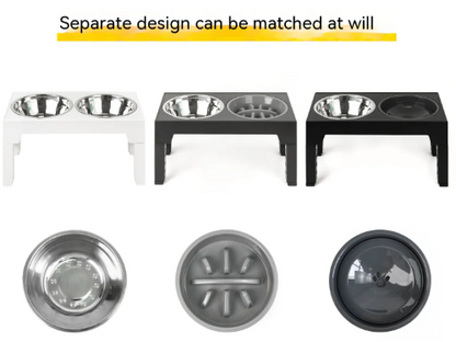 Adjustable Raised Slow Feeder Dog Bowl