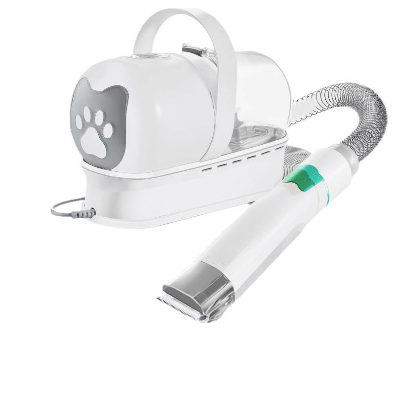 Pet grooming tool with a white and gray design on a white background