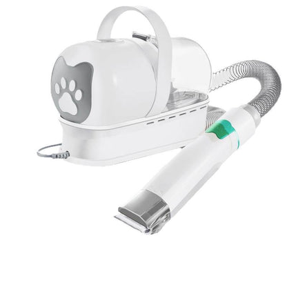 Pet grooming tool with a white and gray design on a white background